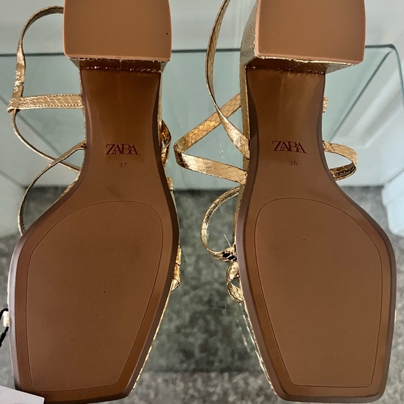 Brand NEW metallic gold Zara sandals. Available in EU 6/US 6 and EU 37/US 6.5. - Picture 8 of 8